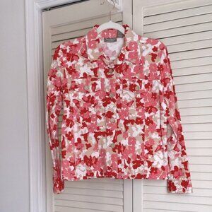 Jane Ashley Casual Lifestyle Women's Sequined Floral Jacket 100% Cotton Size S